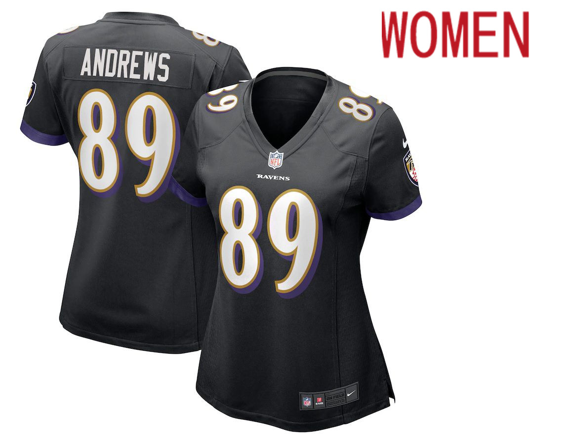 Women Baltimore Ravens 89 Mark Andrews Nike Black Game NFL Jersey